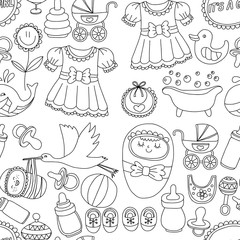 Baby icons Hand drawn doodle vector set