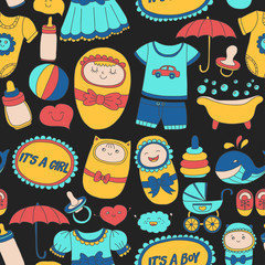 Baby icons Hand drawn doodle vector set