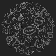 Baby icons Hand drawn doodle vector set