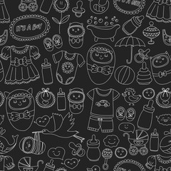 Baby icons Hand drawn doodle vector set