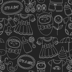 Baby icons Hand drawn doodle vector set