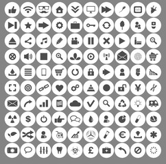 100 icon set circle. Icons for social networking vector illustration in flat
