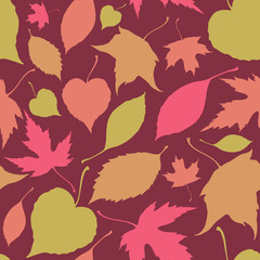 Fototapeta na wymiar Seamless pattern with falling leaves