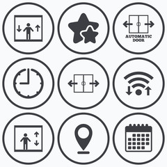 Fototapeta premium Automatic door icons. Elevator symbols.