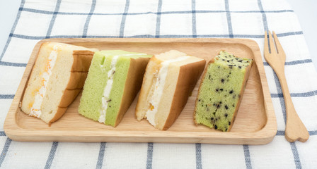 chiffon cake on wood plate