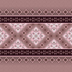 Vintage seamless pink brown boкder on a dark beige.