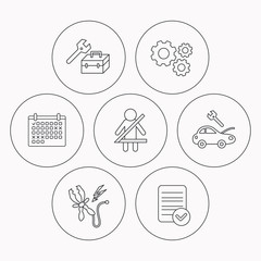 Repair, battery terminal and car service icons.