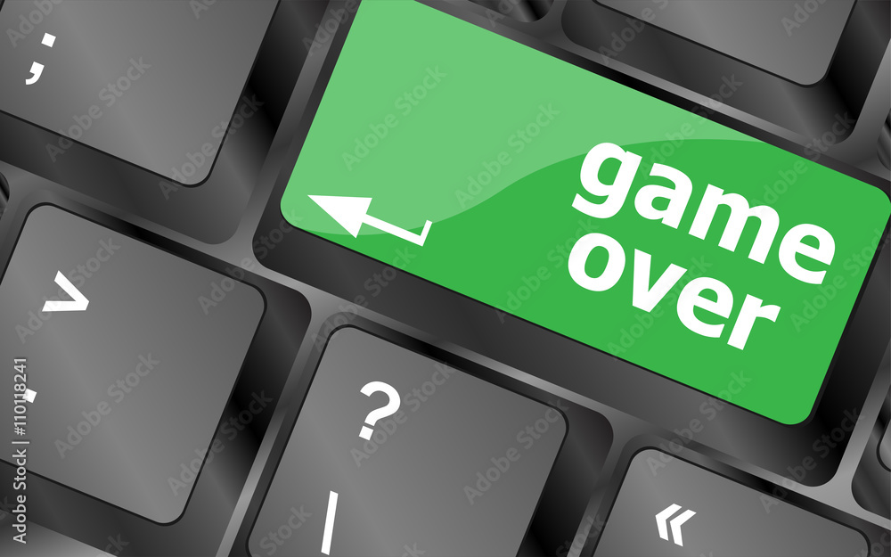 Poster computer keyboard with game over key - technology background. keyboard keys icon button vector. keyb