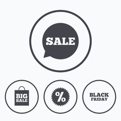 Fototapeta premium Sale speech bubble icon. Discount star symbol