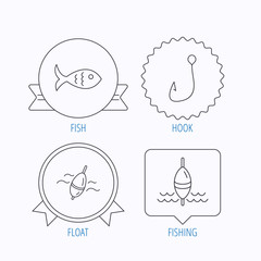 Fishing hook and float icons.