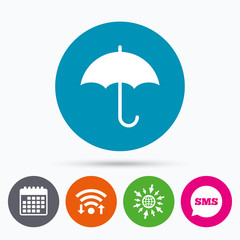 Umbrella sign icon. Rain protection symbol.