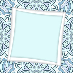 The square frame with elements of the mandala in blue.