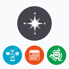 Compass sign icon. Windrose navigation symbol.