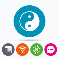 Ying yang sign icon. Harmony and balance symbol.