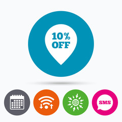 10 percent sale pointer tag sign icon.