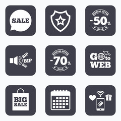 Obraz premium Sale speech bubble icon. Big sale shopping bag.