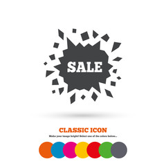 Sale icon. Cracked hole symbol.