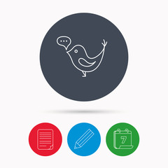 Bird with speech bubble icon. Short messages.