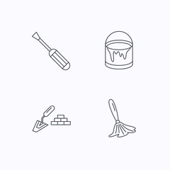 Spatula, screwdriver and paint brush icons.