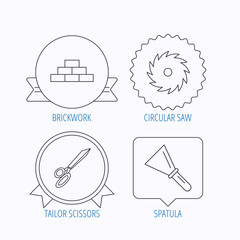 Wall, spatula and scissors icons.
