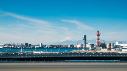Fuji mountain and japan industry zone