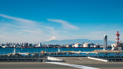 Fototapeta na wymiar Fuji mountain and japan industry zone