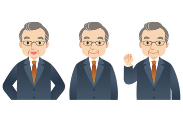 中年男性　ビジネス　表情セット
