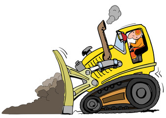 Cartoon bulldozer in work © ismogismo