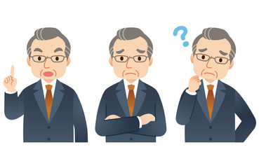 中年男性　ビジネス　表情セット