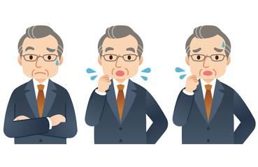 中年男性　ビジネス　表情セット