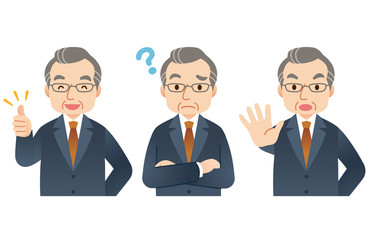中年男性　ビジネス　表情セット