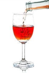 Red wine poured in a glass