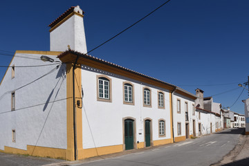 Typical house with fireplace in the village of Alpalhao, Alentejo region, Portugal