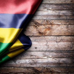 Flag of Mauritius on wooden boards