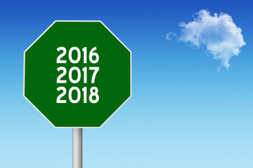 2016, 2017, 2018, future sign