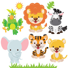 Jungle animals vector illustration 
