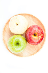 Three different kind of apples on white background