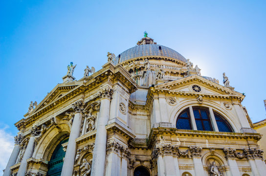 Basilica Santa Maria della Salute on embankment of Canal Grande in Venice, Italy