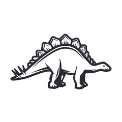 Vector dino Logo concept. Stegosaurus insignia design. Jurassic dinosaur illustration. T-shirt concept on white background © Gmorv