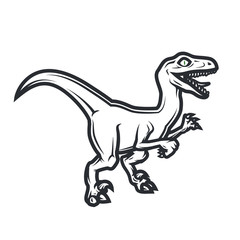 Prehistorical dino Logo concept. Raptor insignia design. Jurassic dinosaur illustration. T-shirt concept on white background.