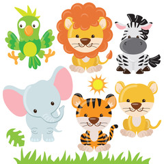 Jungle animals vector illustration
