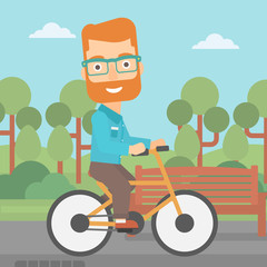 Man riding bicycle.
