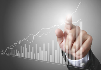  financial symbols coming from hand