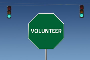 Volunteer Sign and Blue Sky