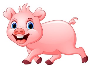 Cartoon happy pig isolated on white background