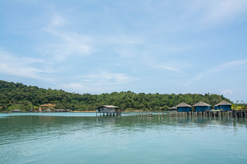 Bang Bao Bay on Koh Chang island floating village rural scenery in Thailand.