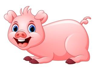 Cartoon pig lay down