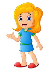 Happy little girl cartoon