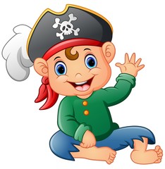 Cartoon pirate waving