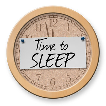 Time to Sleep text on clock bulletin board sign